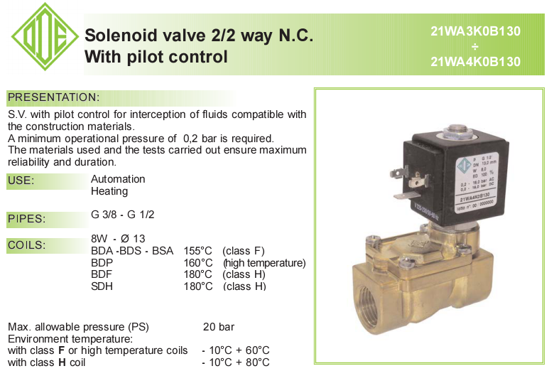 ODE Solenoid valve 21WA4K0V130